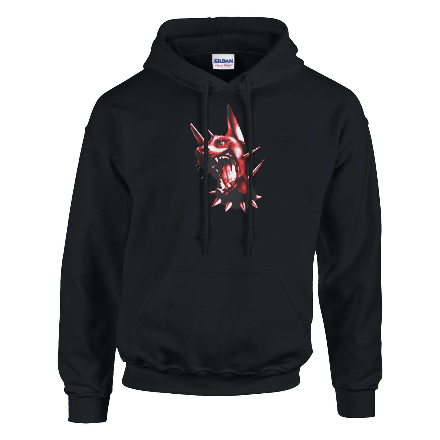 Hoodie with spiked dog design in 5 different customizable colours with front and back design.