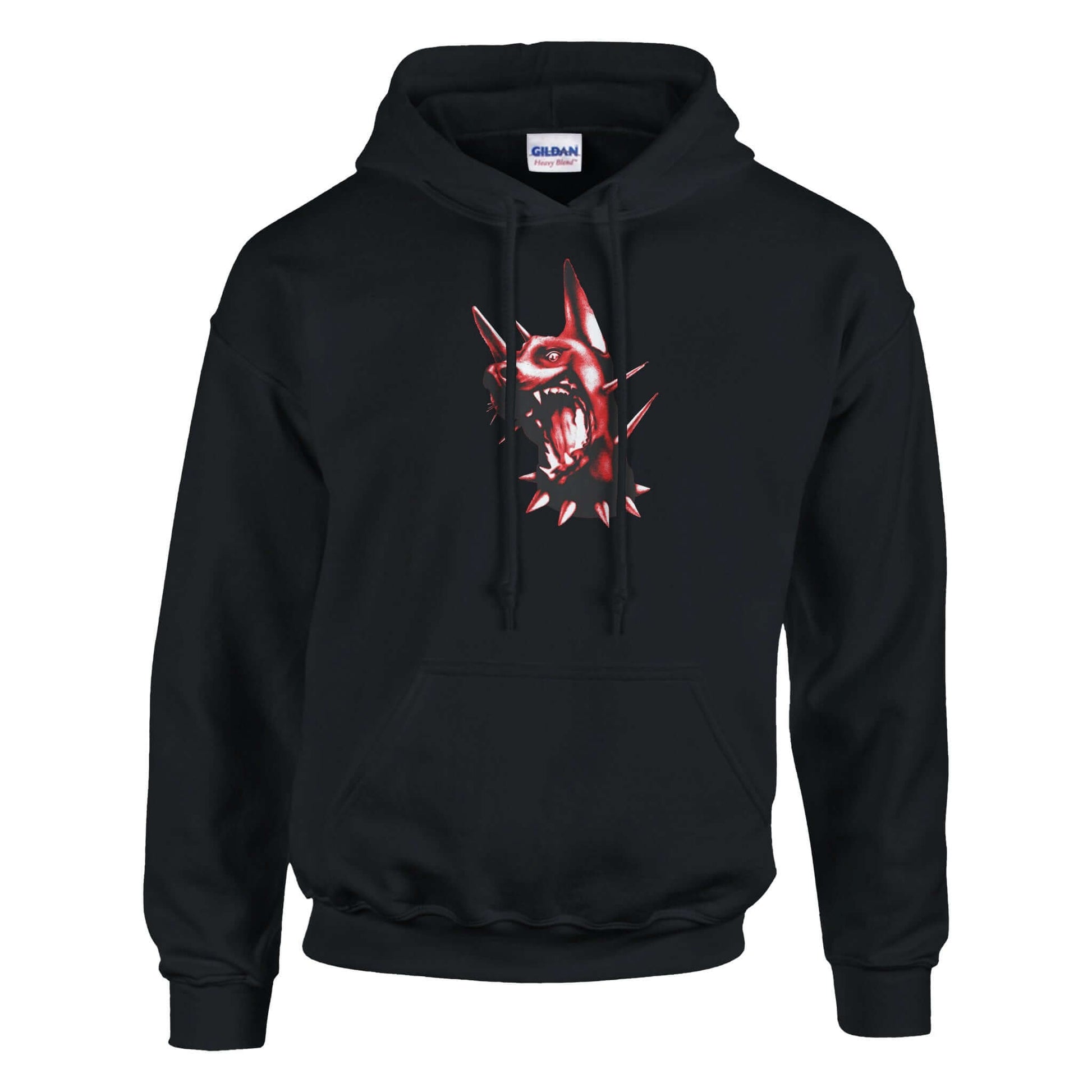 Hoodie with spiked dog design in 5 different customizable colours with front and back design.